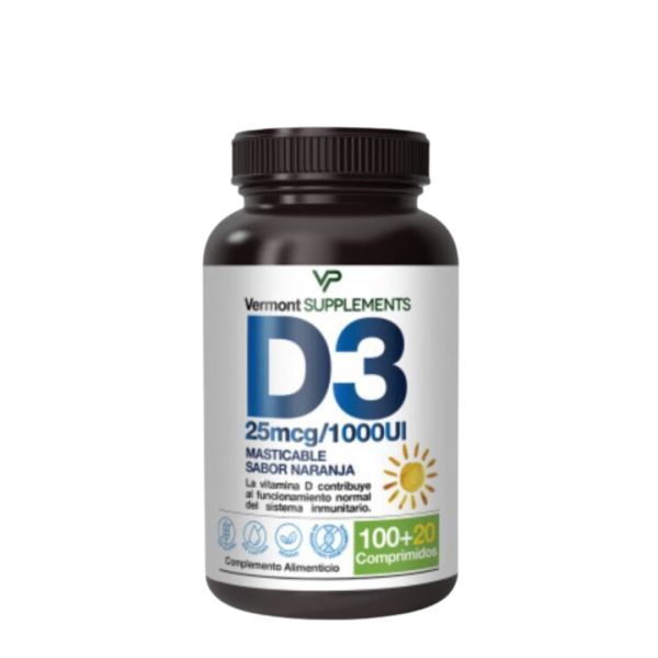 vermont vitamina d3 1000 ui masticabila 120 comprimate imunitate oase